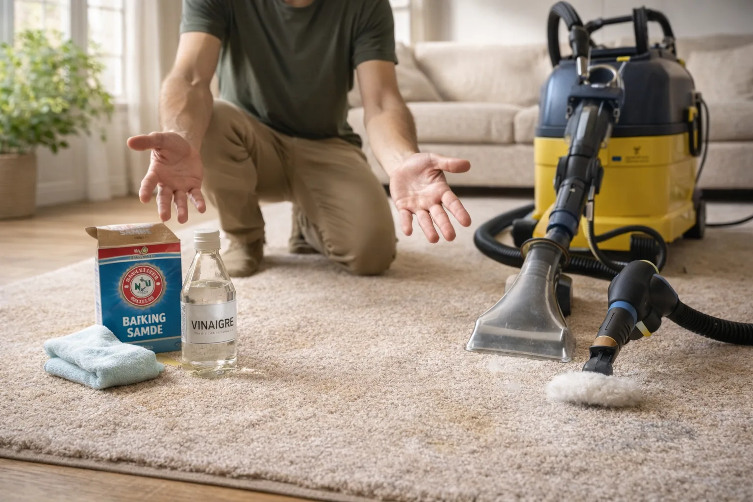 Entretien et nettoyage de tapis maison avec produits doux