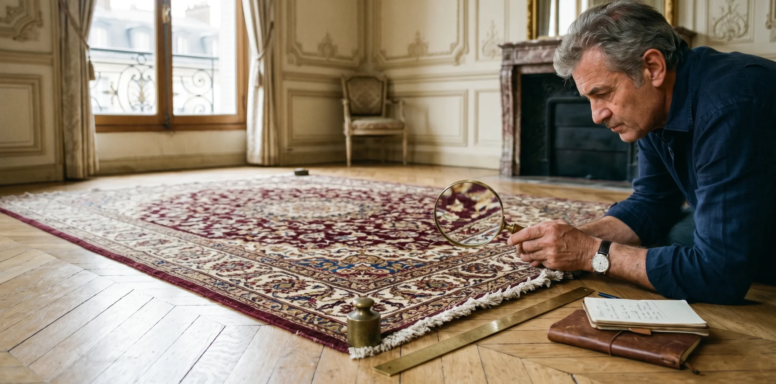 Estimation diagnostique d'un tapis persan ancien à domicile par un artisan tapissier dans le 78